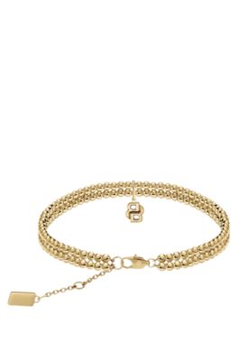 Double-row bracelet in a light yellow-gold tone , Assorted-Pre-Pack