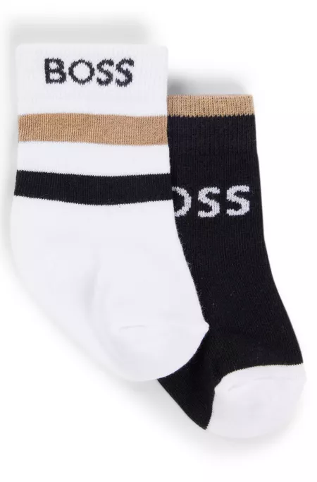 Two-pack of kids' socks with stripes and logo