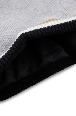 Kids' logo snood with faux-fur lining, Light Grey