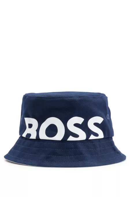 Kids' reversible logo-print bucket hat in cotton
