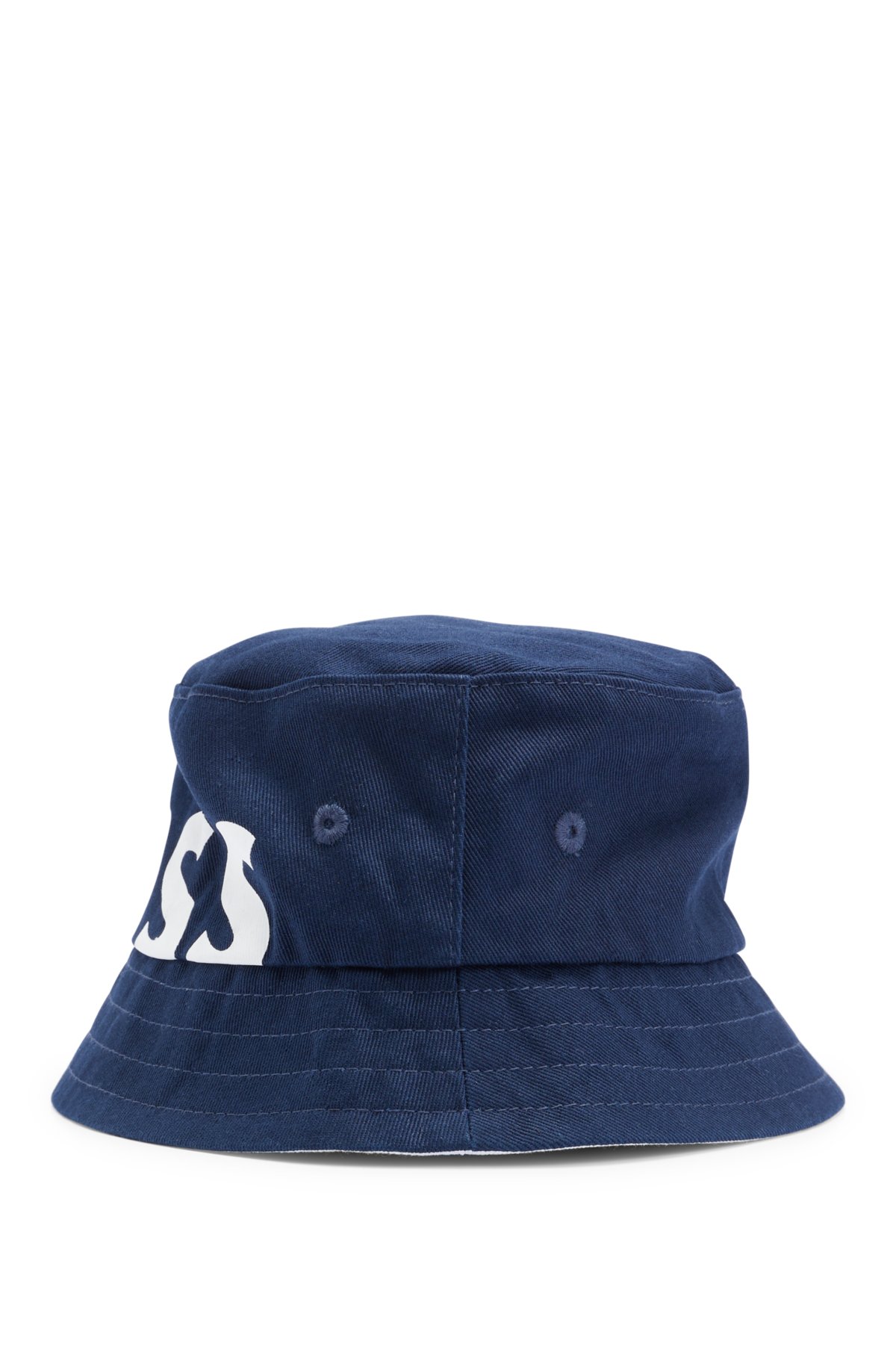 BOSS - Kids' reversible bucket hat in cotton with logo prints