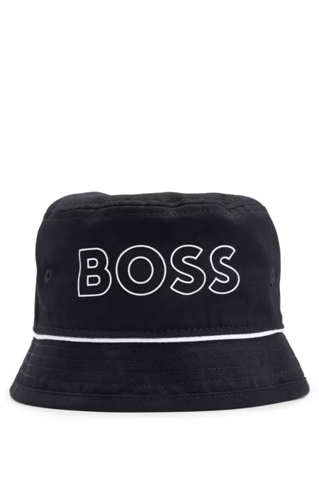 Kids' contrast-logo bucket hat in cotton twill