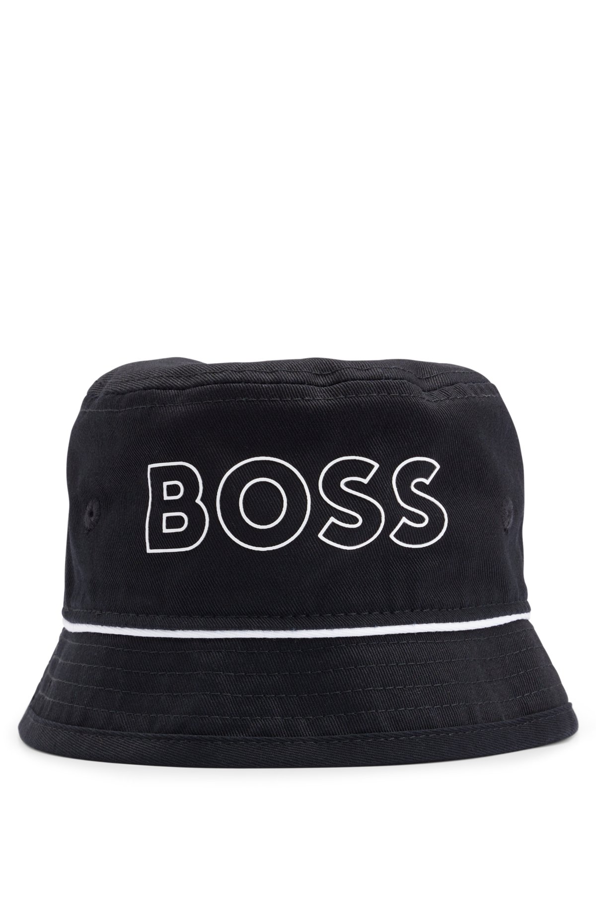 BOSS - Kids' bucket hat in cotton twill with contrast logo