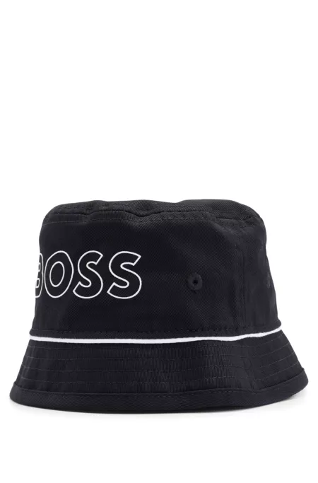 Kids' contrast-logo bucket hat in cotton twill