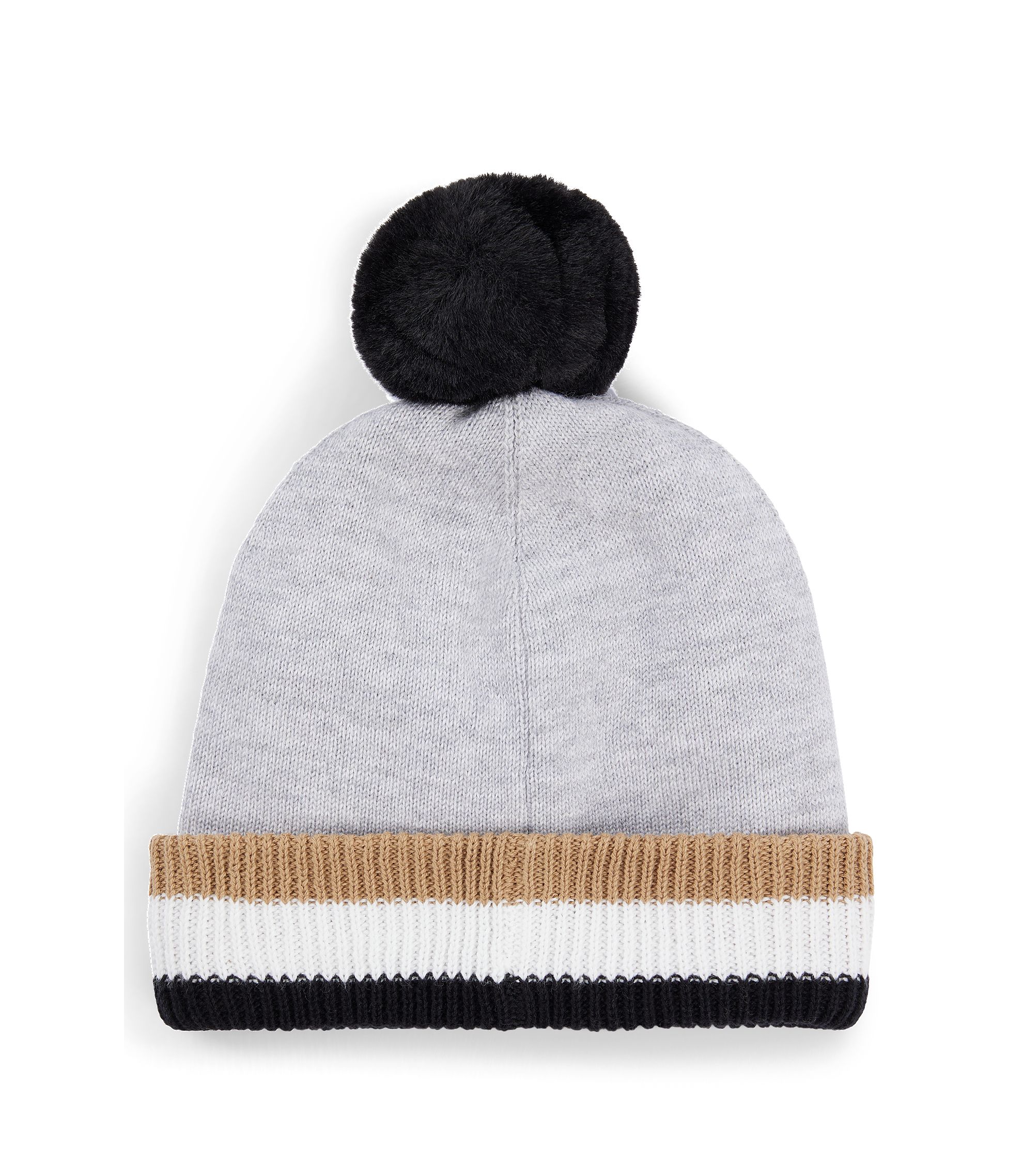 BOSS - Kids' beanie hat with logo print and pompom - Light Grey BOSS - Kids' beanie hat with logo print and pompom - Light Grey