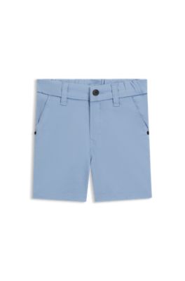 Kids' branded-label shorts in stretch cotton, Light Blue