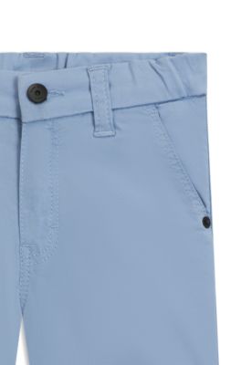 Kids' branded-label shorts in stretch cotton, Light Blue