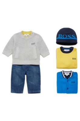 'J05515' | Toddler Stretch Cotton Kangaroo Pocket Sweater, Light Grey