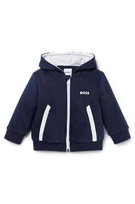 BOSS Kids hoodie in cotton blend fleece with logo print