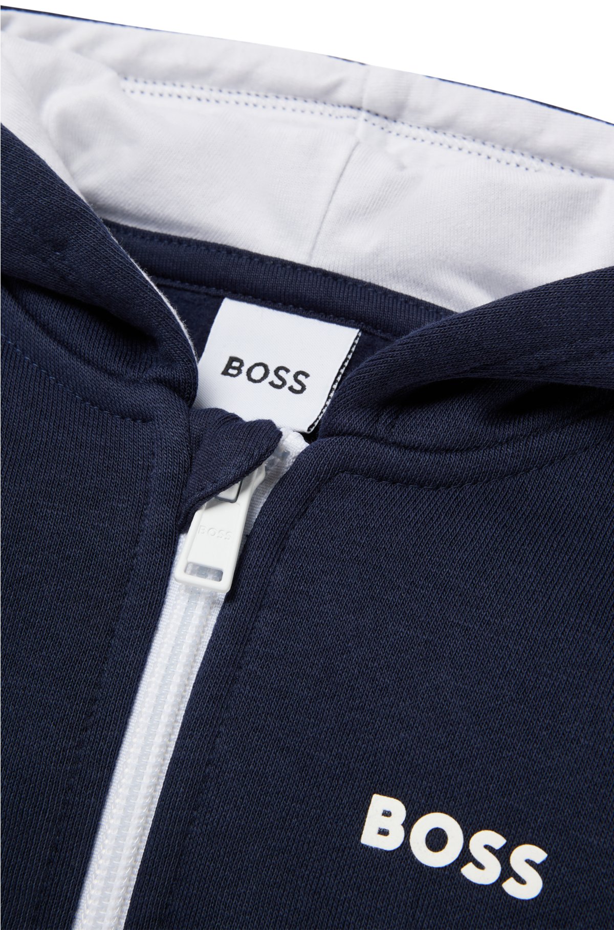 BOSS - Kids' hoodie in cotton-blend fleece with logo print