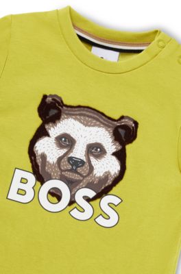 Kids' long-sleeved T-shirt in cotton with logo artwork, Green