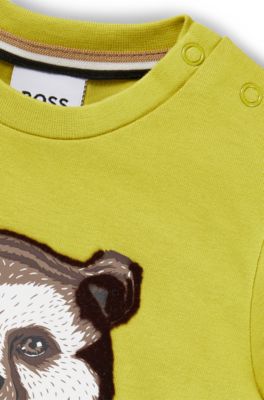 Kids' long-sleeved T-shirt in cotton with logo artwork, Green