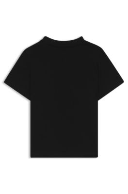 Kids' cotton T-shirt with logo print, Black