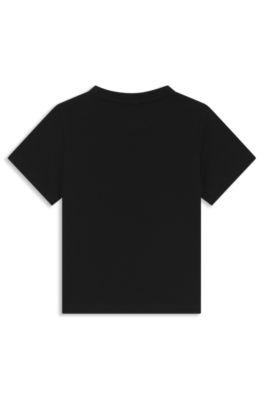 Kids' cotton T-shirt with logo print, Black