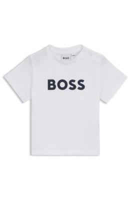 Kids' cotton T-shirt with logo print, White