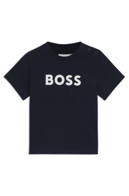 Kids' cotton T-shirt with logo print, Dark Blue