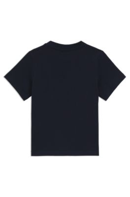 Kids' cotton T-shirt with logo print, Dark Blue