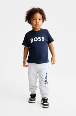 BOSS Kidswear logo-embroidered cotton shirt - Blue