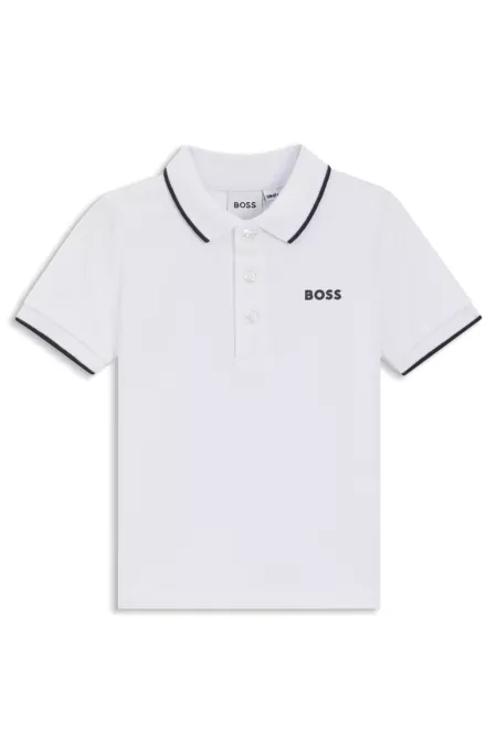 Kids' logo-print polo shirt in cotton piqué