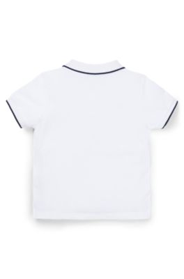 Kids' logo-print polo shirt in cotton piqu&eacute;, White