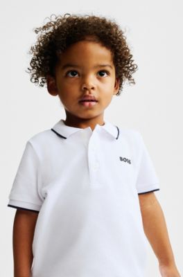 Kids' logo-print polo shirt cotton piqué