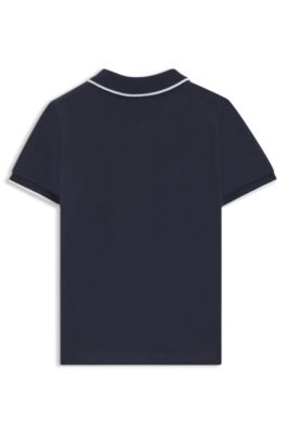 Kids' logo-print polo shirt in cotton piqu&eacute;, Dark Blue