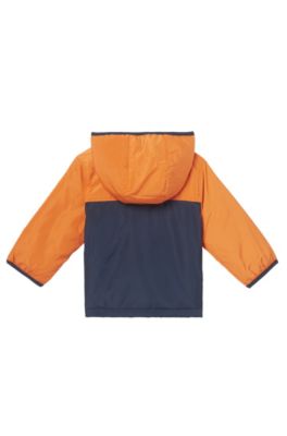 'J06144' | Nylon Fleece Lined Hooded Jacket, Orange