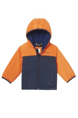 'J06144' | Nylon Fleece Lined Hooded Jacket, Orange