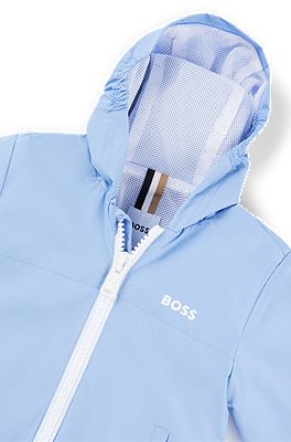 BOSS Kids hooded windbreaker jacket in water repellent fabric