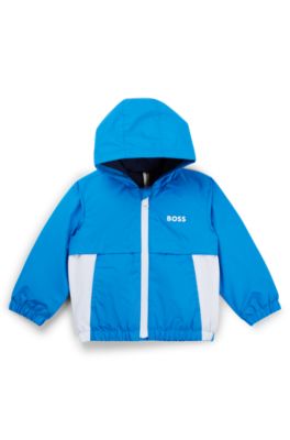 Kids' color-block windbreaker with appearing monogram print, Blue
