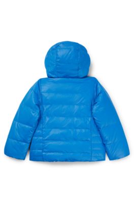Kids' reversible down jacket with logo details, Blue