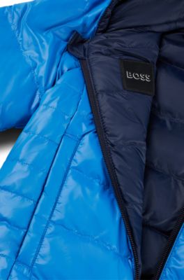 Kids' reversible down jacket with logo details, Blue