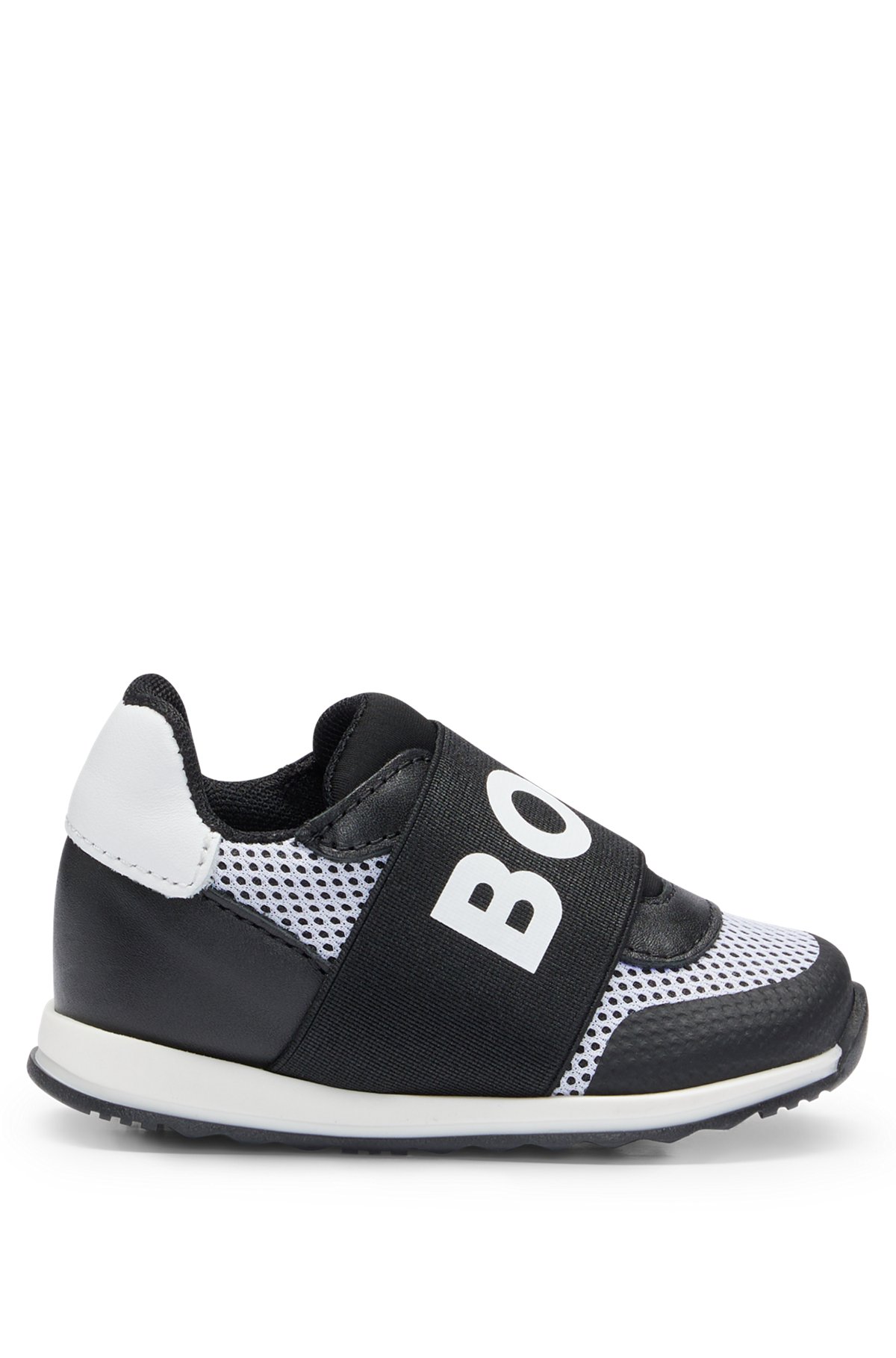 BOSS - Kids' trainers in leather and mesh with logo strap