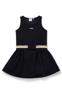 BOSS - Kids' sleeveless dress with signature stripe and logo
