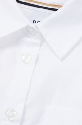 Vestido camisero para ni&ntilde;as con rayas caracter&iacute;sticas, Blanco