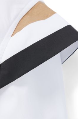 Vestido camisero para ni&ntilde;as con rayas caracter&iacute;sticas, Blanco