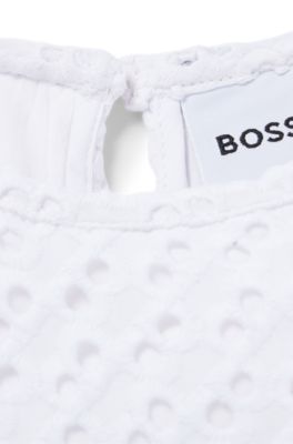 Kids' monogram-detail dress with long sleeves