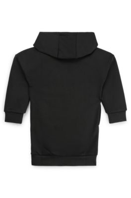 Vestido infantil con capucha en algod&oacute;n con logo estampado, Negro