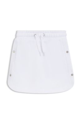 Kids' branded-popper skirt in cotton, White