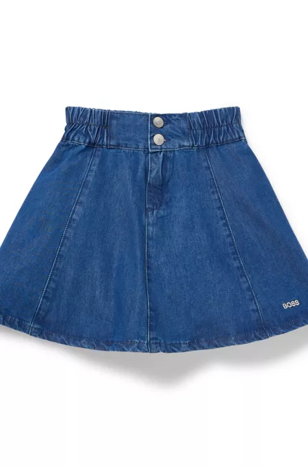 Kids' embroidered-logo skirt in denim