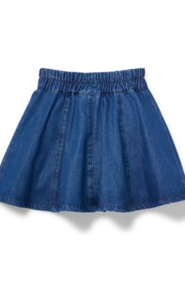 Kids' embroidered-logo skirt in denim, Patterned