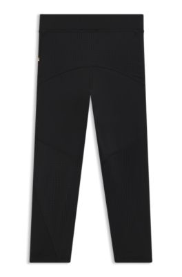 Kids' contrast-logo loungewear leggings in mixed materials, Black