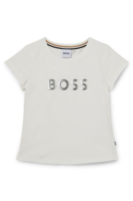 BOSS Kidswear logo-print stripe-trim shorties - White