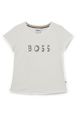 BOSS Kids T shirt in stretch cotton with logo print