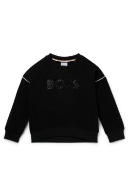 BOSS Kids sweatshirt with glitter effect logo and contrast piping