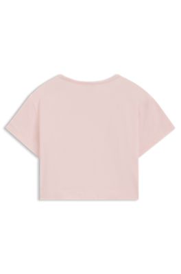 Kids' logo-artwork T-shirt in stretch cotton, Dark pink