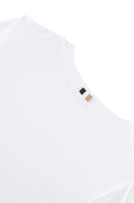 Camiseta de manga larga de algod&oacute;n para ni&ntilde;os con detalle de rayas de la marca, Blanco