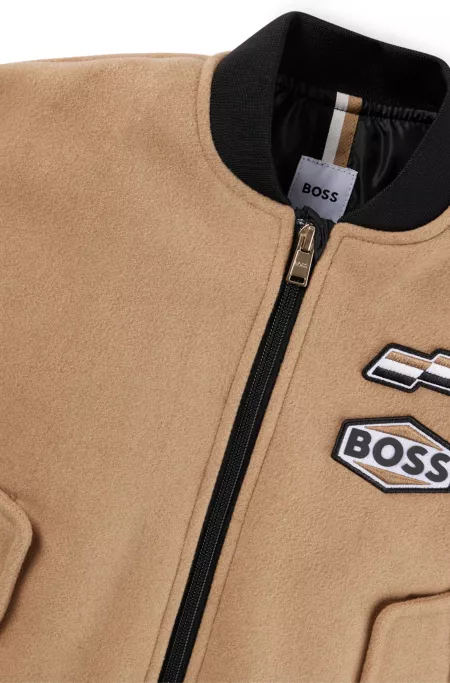 Kids' bomber jacket with branded patches