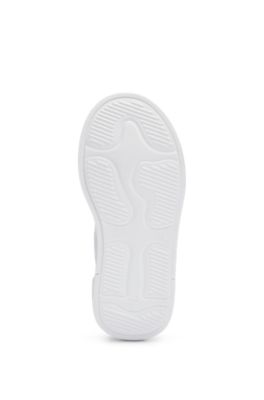 Kids' leather trainers with perforated logo, White