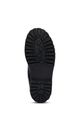 Botines Chelsea de charol para ni&ntilde;os con paneles de monogramas, Negro